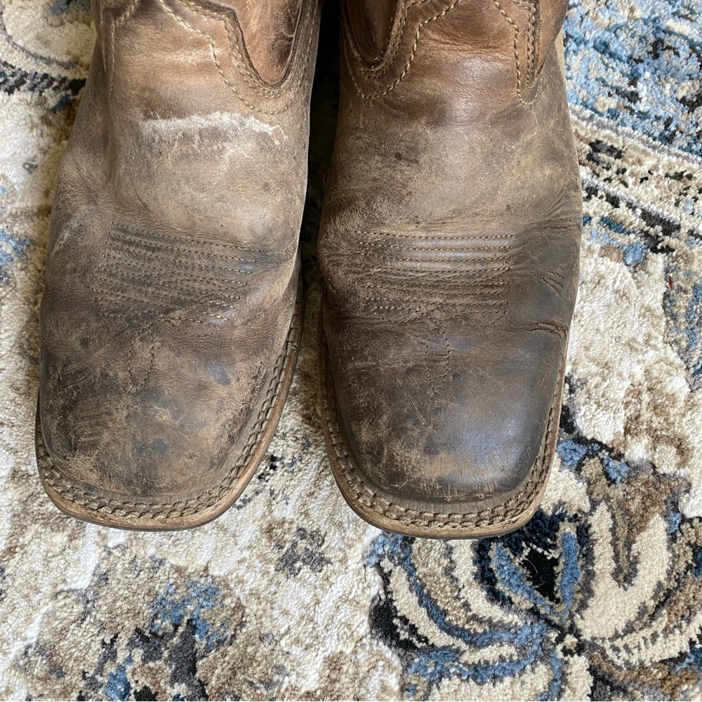 Ariat Brown Size 9.5 D Men Leather Work Western Square Toe Cowboy Boots - Picture 4 of 9